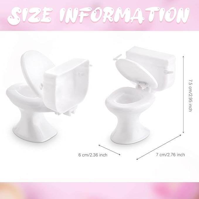 2 Pieces Mini Toilet Seat Toy Doll House Furniture Miniature