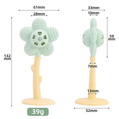 Baby Teething Toys for Babies 0-6 Months, 2-in-1 Rattle and Teether Toy