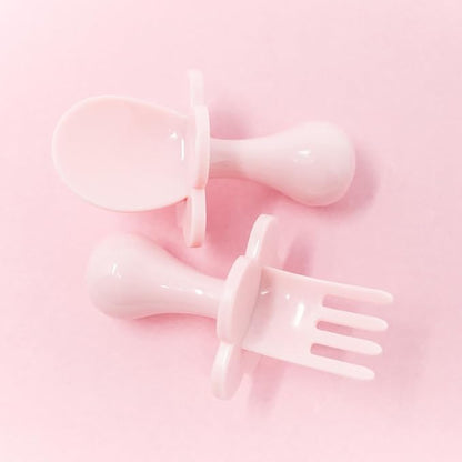 Grabease Toddler Utensils Baby Utensils Baby Forks for Self Feeding, BPA-Free & Phthalate-Free for Baby & Toddler, 1 Set, Blush