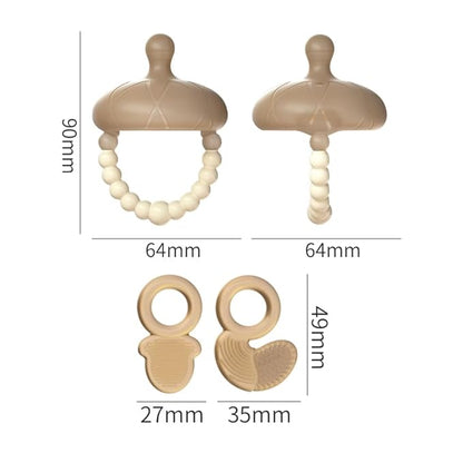 Silicone Acorn Teether with Beaded Ring, Multiple Shapes & Textures 3+ Months