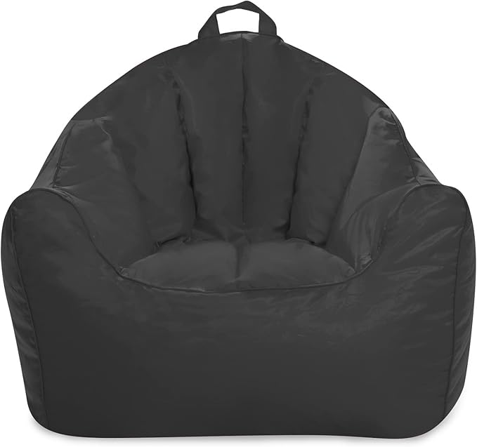Posh Creations Structured Comfy Bean Bag Chair for Gaming, Reading, and Watching TV, Malibu Lounge, Microsuede - Charcoal Gray