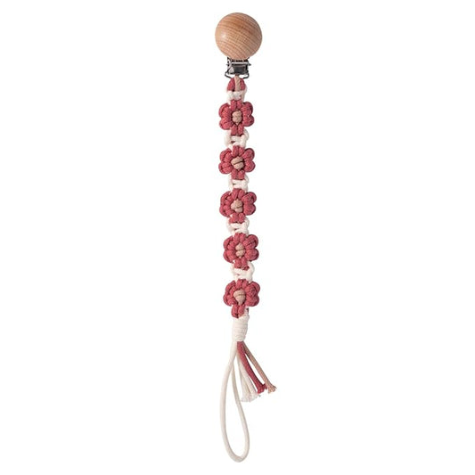 Pacifier Clip for Boys Girls Floral Daisy Macrame Paci Clip