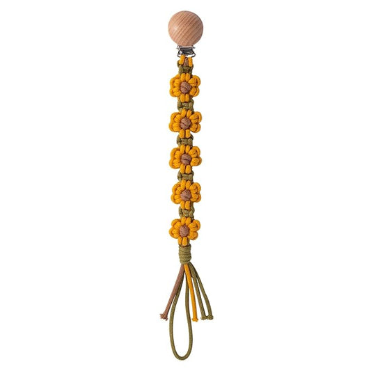Pacifier Clip for Boys Girls Floral Daisy Macrame Paci Clip