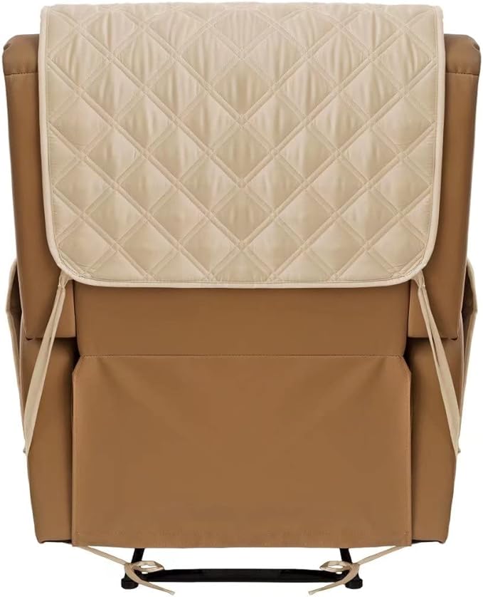 TOMORO Non-Slip Quilted Recliner Cover, 100% Waterproof Recliner Chair Slipcover Furniture Protector with Pockets, Washable Couch Cover with Elastic Straps for Kids and Pets，23 Inch