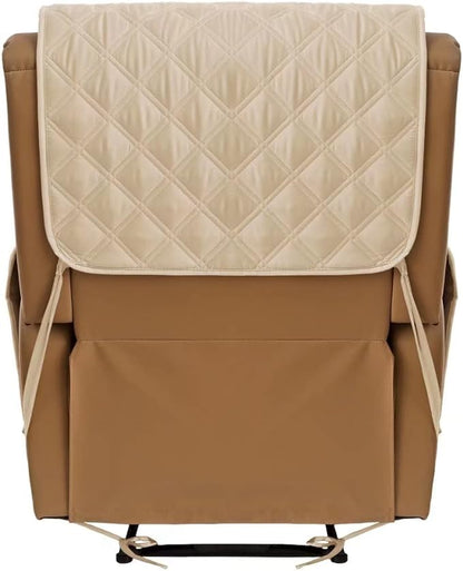 TOMORO Non-Slip Quilted Recliner Cover, 100% Waterproof Recliner Chair Slipcover Furniture Protector with Pockets, Washable Couch Cover with Elastic Straps for Kids and Pets，23 Inch