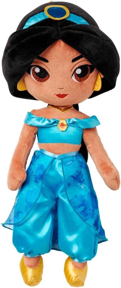 Disney Store Official Princess Plush Doll (Jasmine from Aladdin) Medium 14 Inches, Princess Dolls with Embroidered Features