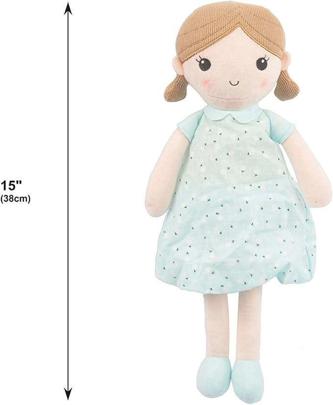Linzy Toys, Soft Plush Mint Blue Emily Rag Doll 15"