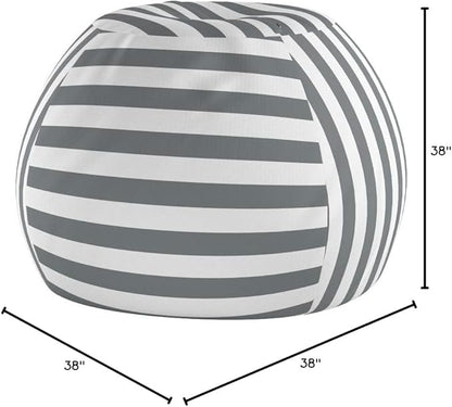 WEKAPO Stuffed Animal Storage Bean Bag Chair Cover for Kids | Stuffable Zipper Beanbag for Organizing Children Plush Toys Large Premium Cotton Canvas (Gray, X-Large)