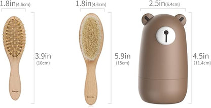 6-in-1 Baby Grooming Set, Natural Wooden Hairbrush and Comb, Nail Clippers,Nail Scissors, Nail File and Tweezers for Kids and Newborns in Nice Gift Box