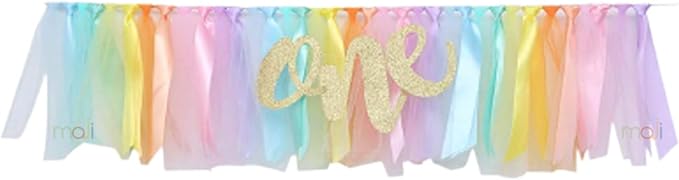 One Birthday High Chair Banner, 1st Birthday Banner Party Decoration for Baby One Birthday Baby Shower Photo Backdrop