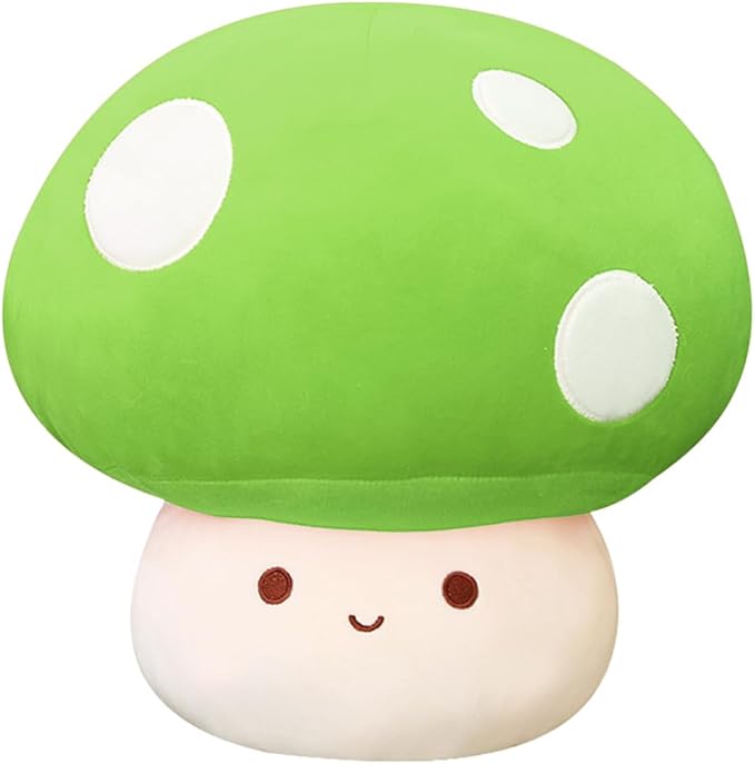 Kawaii Plush Mushroom Toy Pillow, Cute Plushies Mushroom Doll Gift for Kids(Green 23cm/9in)
