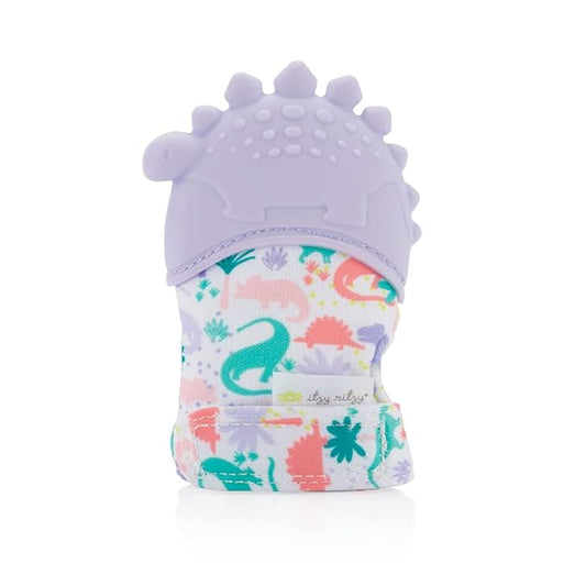 Itzy Ritzy Silicone Teething Mitt - Soothing Infant Teething Mitten w/Adjustable Strap, Crinkle Sound 3 Mos