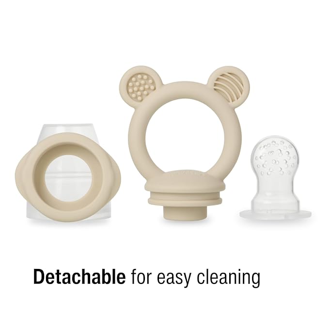 PandaEar 3 Pack Baby Fruit & Food Feeder Pacifier, Silicone Feeder Pacifier with 3 Sizes Pouches for Babies Toddlers Infants Kids