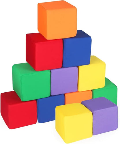 Foam Blocks for Toddlers 1-3, 12 PCS 5.5 inch Foam Soft Cubes for Kids