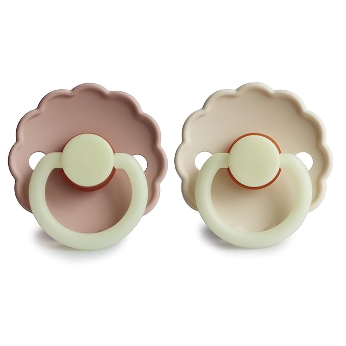 FRIGG Daisy Night Natural Rubber Baby Pacifier | Made in Denmark 0-6 Months) 2-Pack