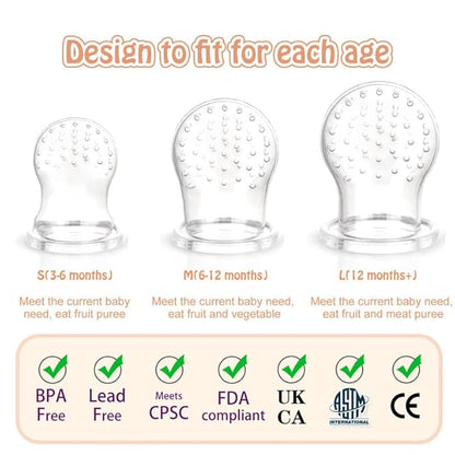 Baby Fresh Fruit Feeder Pacifier, 2 Pack HAOBAOBEI Baby Teether for Chewing 4 Silicone