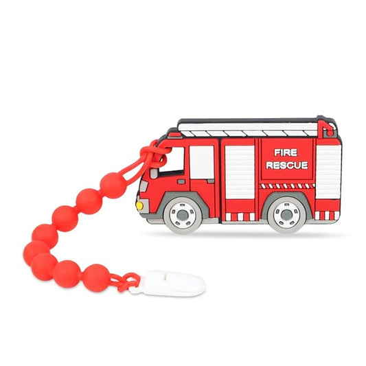 Baby Construction Vehicles Teething Toys,Food Grade Silicone Teether with One-Piece Pacifier Clip Holder 3 Months+