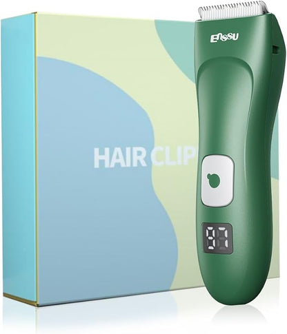 Baby Hair Clippers for Beginners - Professional Silent Hair Clippers Autism, Baby Hair Cutting Kit with IPX7 Waterproof, Safe Ceramic Blades and LED Display for Babies & Children & Adults (Emerald)