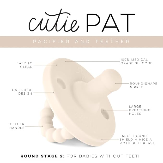 Ryan & Rose Cutie PAT Pacifier Teether (Stage 2, Ivory)