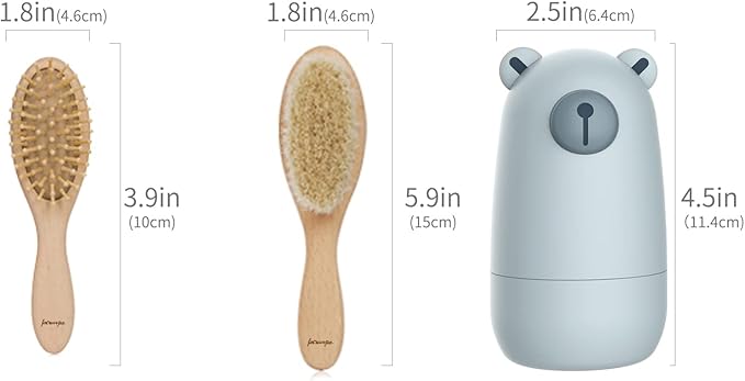 6-in-1 Baby Grooming Set, Natural Wooden Hairbrush and Comb, Nail Clippers,Nail Scissors, Nail File and Tweezers for Kids and Newborns in Nice Gift Box