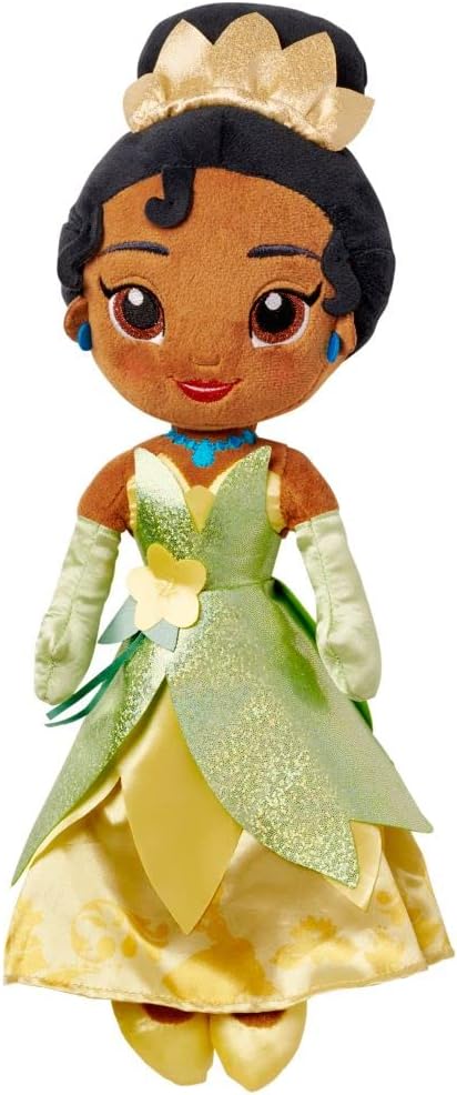 Disney Store Official Princess Plush Doll (Tiana from The Princess and The Frog) Medium 14 Inches, Princess Dolls with Embroidered Features