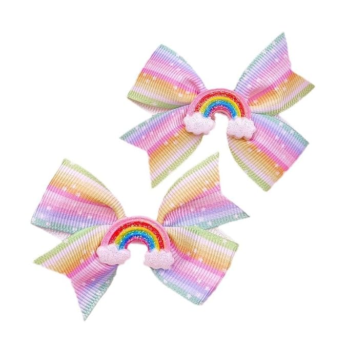 Baby Rainbow Snap Clips Bow Toddler Rainbow Clips Bowknot Infant JHP05 (2