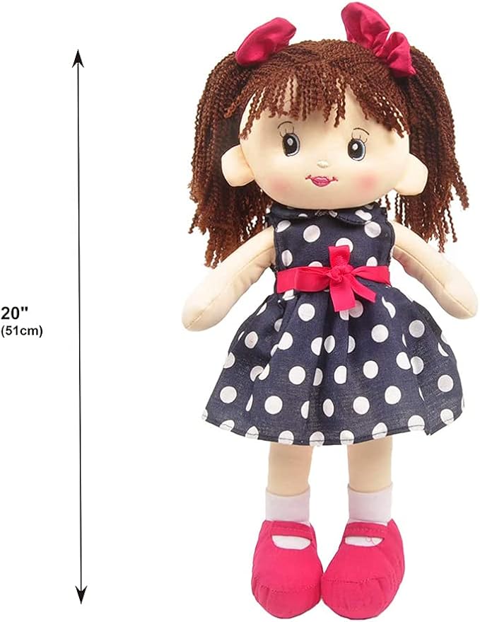 Linzy Toys, 16'' Betty Soft Plush Rag Doll with Polka Dots Dress (92640AZUL)