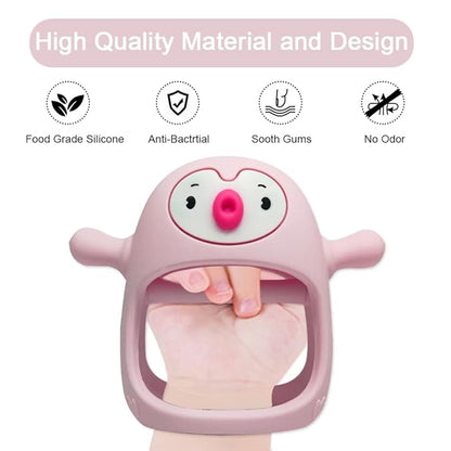 Smily Mia Penguin Buddy Never Drop Silicone Baby Teething Toy for 0-6month nfants, Baby Chew Toys for Sucking Needs 3-6Months,Car Seat