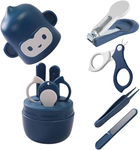 Socub Baby Nail Kit, Baby Nail Clipper, Scissor, Nail File, Tweezer, 4-in-1 Baby Grooming Kit Set for Newborn, Infant, Toddler, Blue