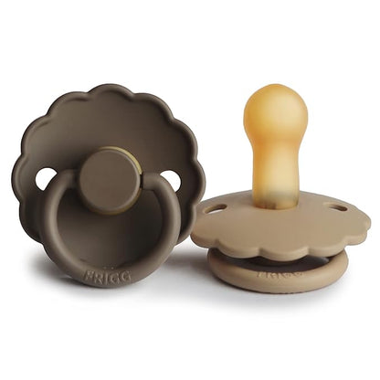 FRIGG Daisy Natural Rubber Baby Pacifier | Made in Denmark 6-18 Months) 2-Pack