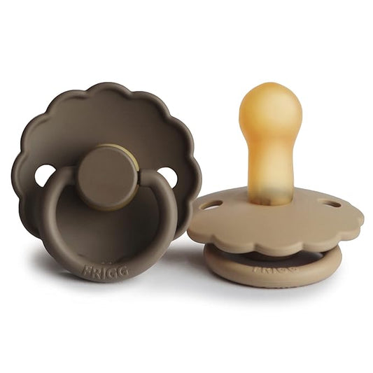 FRIGG Daisy Natural Rubber Baby Pacifier | Made in Denmark 6-18 Months) 2-Pack