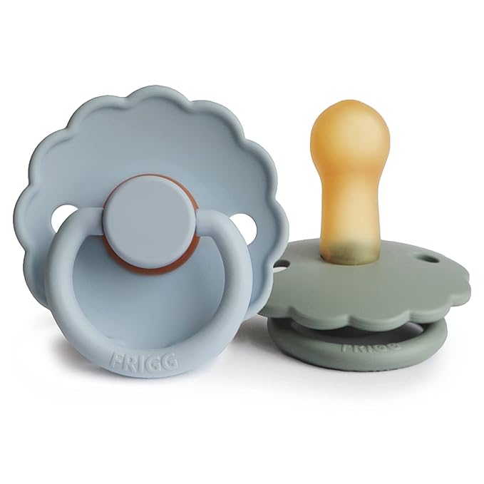 FRIGG Daisy Natural Rubber Baby Pacifier | Made in Denmark 6-18 Months) 2-Pack