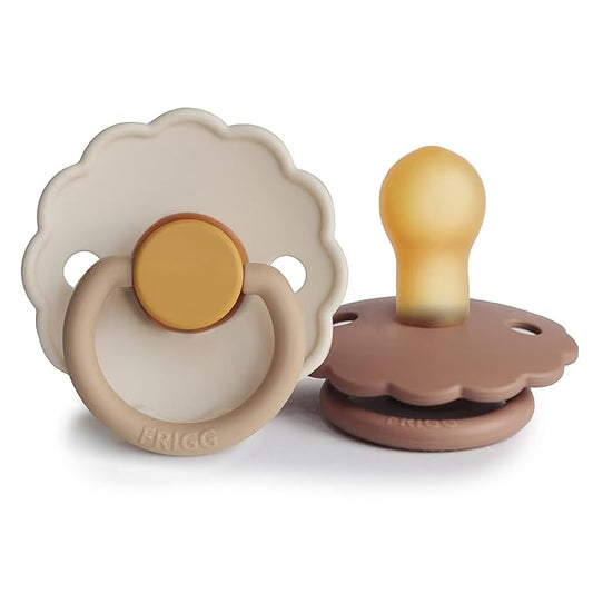 FRIGG Daisy Natural Rubber Baby Pacifier | Made in Denmark 0-6 Months) 2-Pack