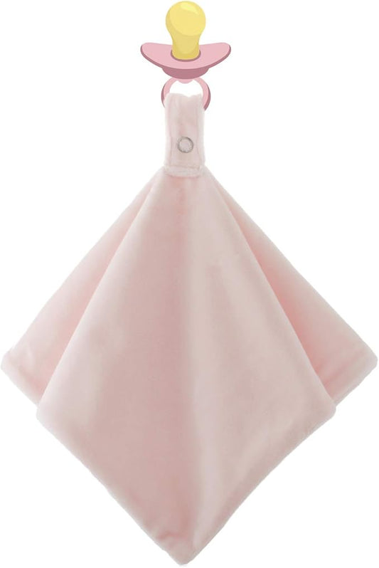 Ultra Soft Cotton Minky Velboa Baby Blanket with Snap Closure for Pacifier or Teether, Machine Washable 12 inch 12 inch