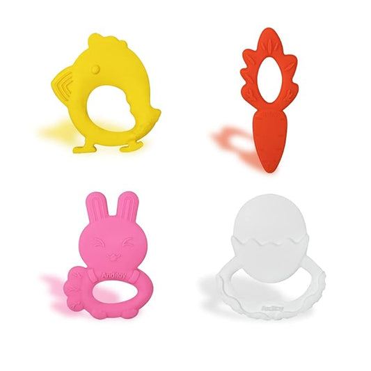 Anditoy 4 Pack Easter Teething Toys Easter Teether for 3-12 Months Baby Toddlers Easter Basket Stuffers Gifts