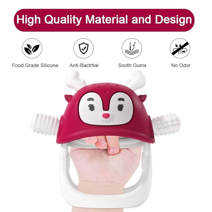 Smily Mia Never Drop Reindeer Silicone Baby Chewing Toy 3M+ Infants,