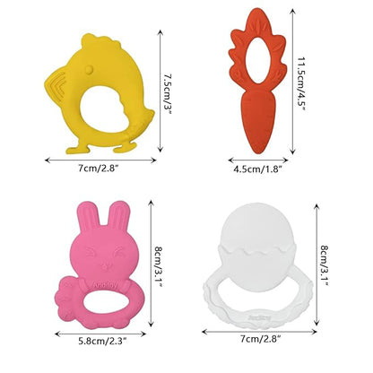 Anditoy 4 Pack Easter Teething Toys Easter Teether for 3-12 Months Baby Toddlers Easter Basket Stuffers Gifts