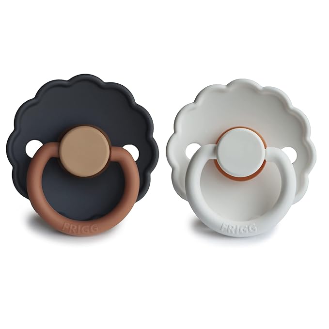 FRIGG Daisy Natural Rubber Baby Pacifier | Made in Denmark 6-18 Months) 2-Pack