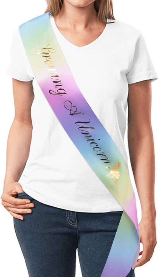 "Growing a Unicorn" Sash - Baby Shower Sash Unicorn Baby
