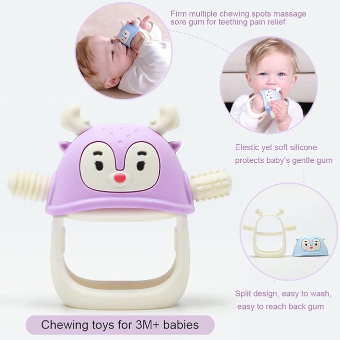 Smily Mia Never Drop Reindeer Silicone Baby Chewing Toy 3M+ Infants,