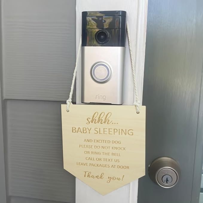 Baby Sleeping Sign for Front Door, Do Not Knock or Ring the Bell Sign