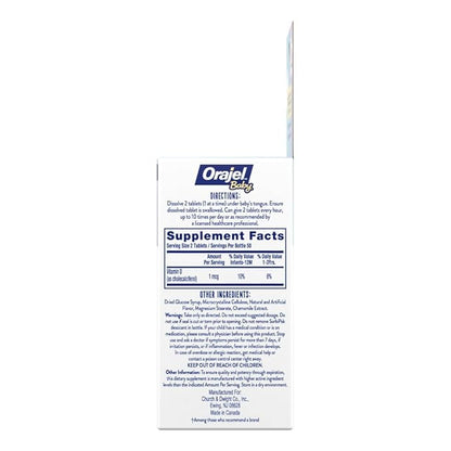 Orajel Baby Cooling Tablets for Teething with Vitamin D, 100 Quick Dissolve Tablets