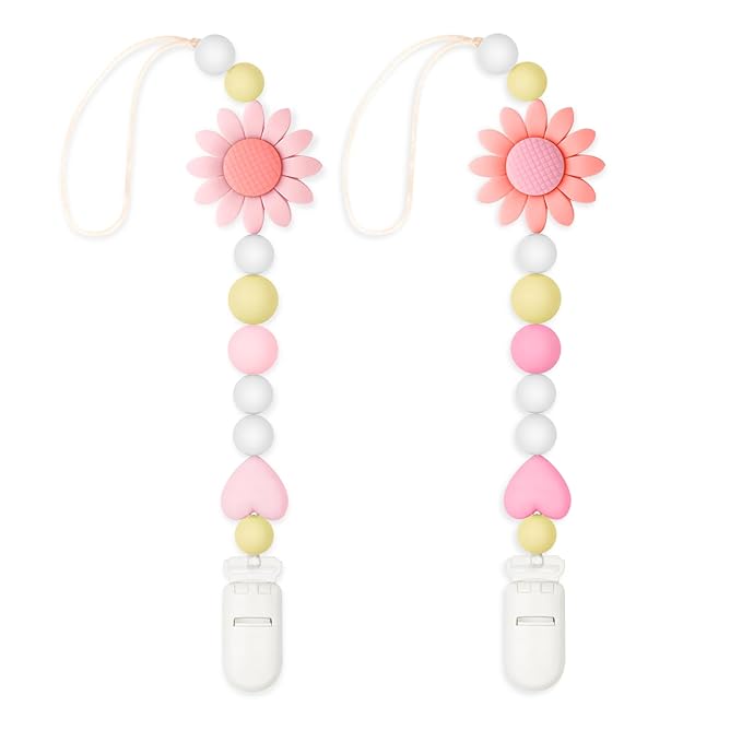 Silicone Pacifier Clip, 2 Pack Pacifier Holder for Boys and Girls