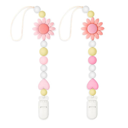 Silicone Pacifier Clip, 2 Pack Pacifier Holder for Boys and Girls