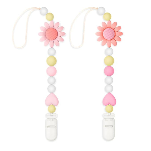 Silicone Pacifier Clip, 2 Pack Pacifier Holder for Boys and Girls