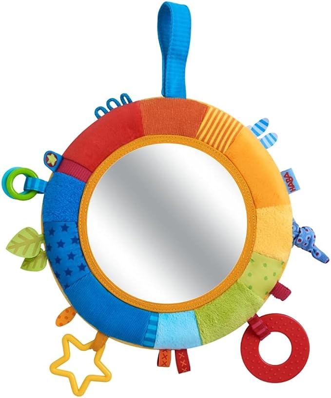 HABA Rainbow Baby Mirror for Tummy Time - Developmental Infant Toy for 6-12 Months - Baby Sensory Toy with Entertaining Elements for Baby Gifts 6 Months+