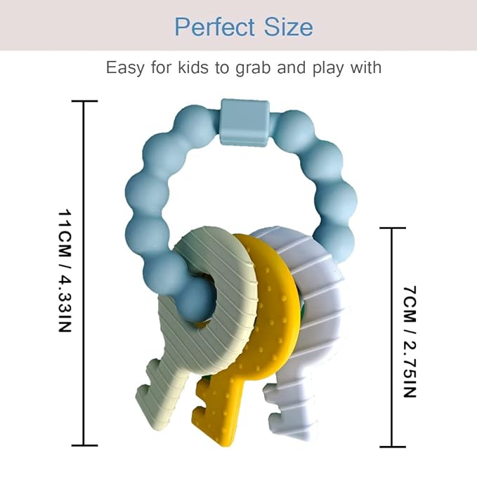 Baby Keys Teether Toys,Silicone Teething Toys for 3+ Months