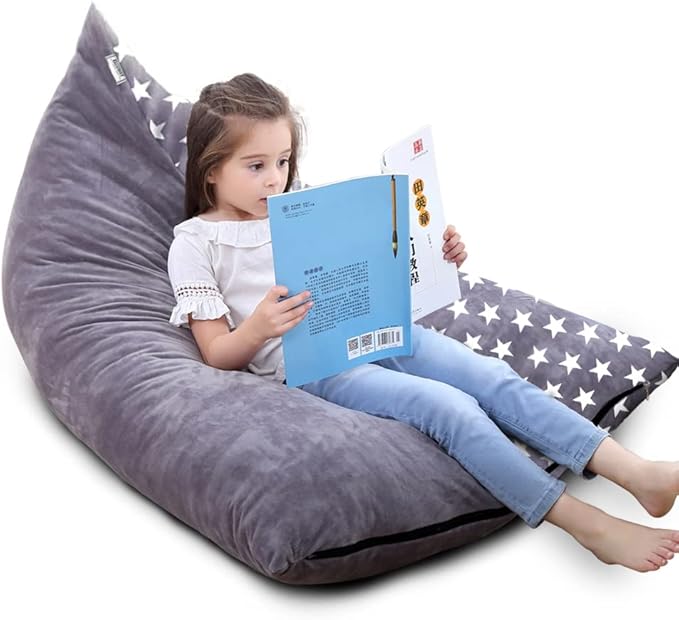 Stuffed Animal Storage Bean Bag Chair Cover, Plush Toys Organizer for Kids Teans Super Soft and Comfortable with Handle and Zipper Extra Large 1-side Stars