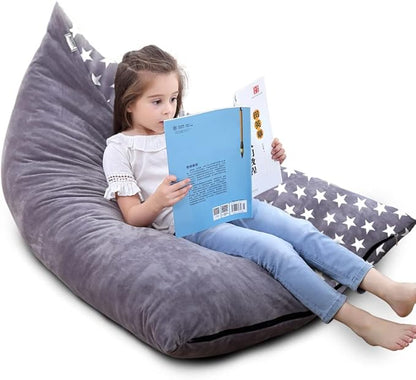 Stuffed Animal Storage Bean Bag Chair Cover, Plush Toys Organizer for Kids Teans Super Soft and Comfortable with Handle and Zipper Extra Large 1-side Stars