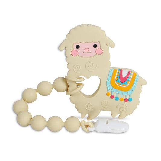 Baby Teething Toys,Food Grade Silicone Teether with One-Piece Pacifier Clip Holder 3 Months+